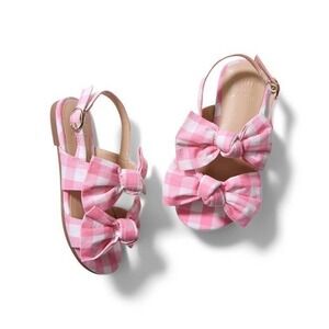 NWT JANIE AND JACK‎ DOUBLE BOW GINGHAM Sandals Size 5